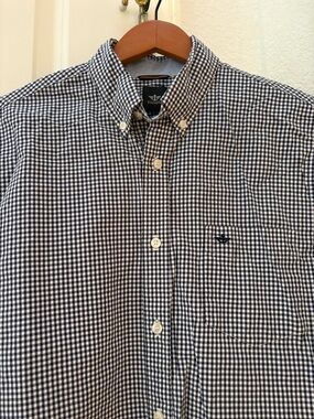 Dockers Men's Navy and White Gingham Button-Down Shirt